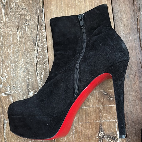 Christian Louboutin Black Suede Ankle Heel Boots